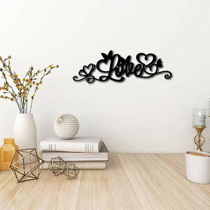 CREATCABIN Love Metal Wall Decor Black Word Sign Wall Hanging Decor Butterfly Iron Wall Art Silhouette Letter Sculpture Decoration Hollow Out Minimalist Ornament for Garden Home Balcony 12 x 4Inch