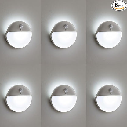 YUNLEX 6 Pack Battery Night Light, Toilet Lights, 2.6" Small Motion Senor Light, Stick on Lights, 3 Light Modes, Dimmable LED Nightlight for Closet, Stairs, Garage, Cabinet, Toliet, Daylight White