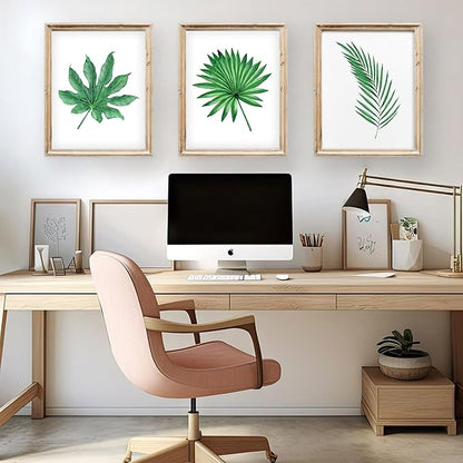 DREAM BIG PRINTABLES Tropical Leaves Wall Art Prints (Set of 6) - Botanical, Vintage, Aesthetic - Unframed 8x10s - Green Leaf Pattern - Indoor, Kitchen, Living Room