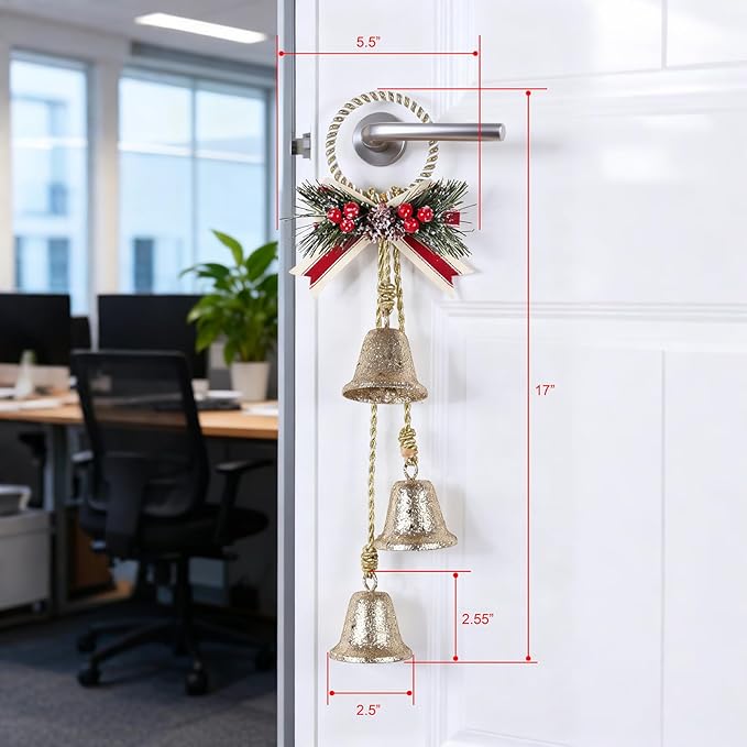 Christmas Bells Decorations Jingle Bell，Hanging Decorative for Door,Wall, Bedroom, Living Room,Tree Ornaments for Home Decor, Wreath, Door Hanging,Cluster Decorative Bells (Glittering Gold)