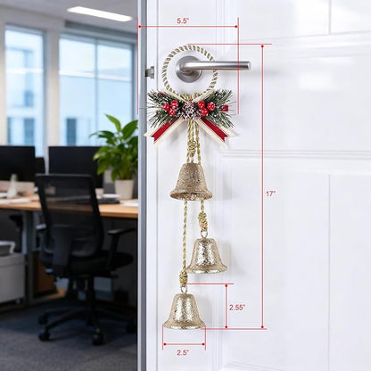Christmas Bells Decorations Jingle Bell，Hanging Decorative for Door,Wall, Bedroom, Living Room,Tree Ornaments for Home Decor, Wreath, Door Hanging,Cluster Decorative Bells (Glittering Gold)