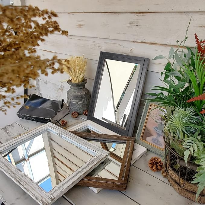 AAZZKANG Black Mirrors for Wall Rectangle Wood Framed Decorative Wall Hanging Mirror for Bedroom Living Room Bathroom Home Entryway