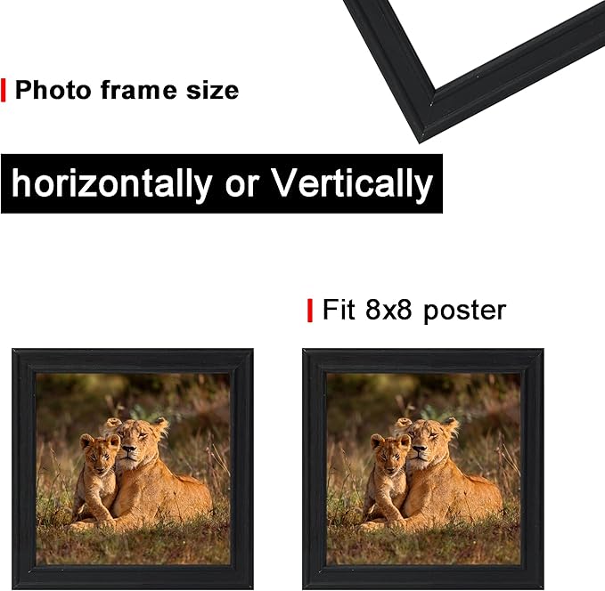 8x8 Picture Frame set of 3, 8 x 8 Square Wall Gallery Poster Photo Frame black for Wall Hanging or Tabletop, Wall Mounting Horizontally or Vertically,best gift