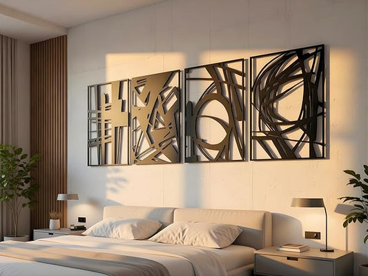 Vailla Wood Wall Art Decor Wall Hanging Sculpture Modern Home Decoration 3 Panels Nature Wall Hangings Large Wooden Wall Arr 3D Textured Sculptures for Living Room Bedroom Office Dinnig Room