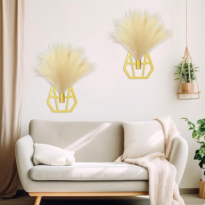 OYEFLY Boho Metal Wall Decor,Hanging Artificial Pampas Display (style 1)