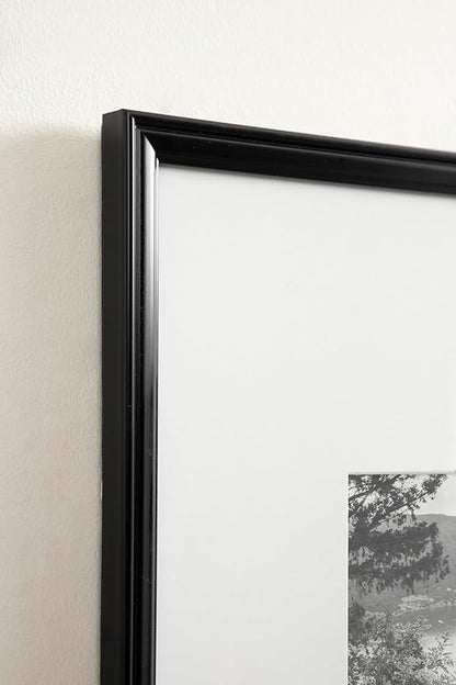 Kate and Laurel Adlynn Rectangle Picture Frame Set of 3; 16 x 20 matted to 8 x 10; Black; Modern Three-Piece Frame Set for Gallery Wall Frame Set in Living Room Wall Decor
