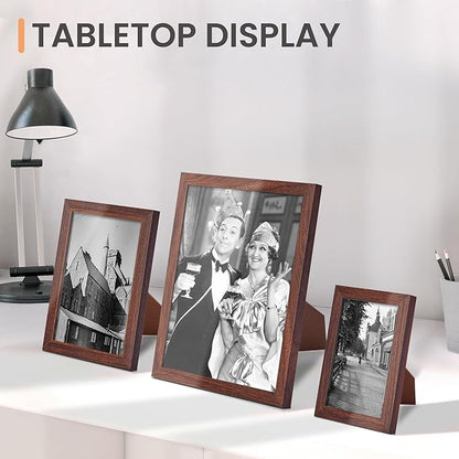 upsimples 10 Pack Picture Frames Collage Wall Decor for Mounting or Tabletop Display, Photo Gallery Frame Set for Family, Multi Sizes Including 8x10, 5x7, 4x6, Brown