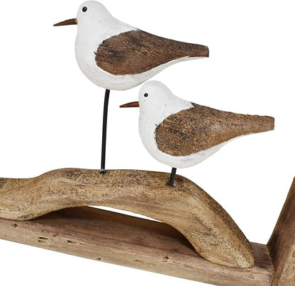 Linfevisi Wooden Seabird Wall Decor Hanging Nautical Decorations Solid Wood Seagull Wall Sculpture Inside Coastal Beach Ocean Sea Theme Wall Art for Home Decor Bathroom 8.66 Inch