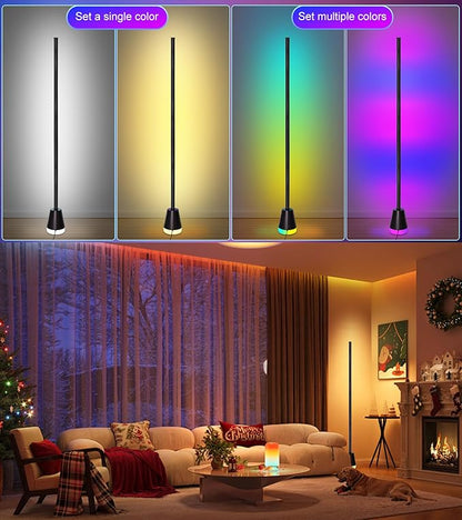 2PCS Corner Floor Lamp,Smart RGB LED Corner Lamp with App and Remote Control,16 Million Colors & 68+ Scene,Music Sync,Timer Setting,Ideal Standing Lamp for Living Rooms,Bedrooms,Gaming Rooms