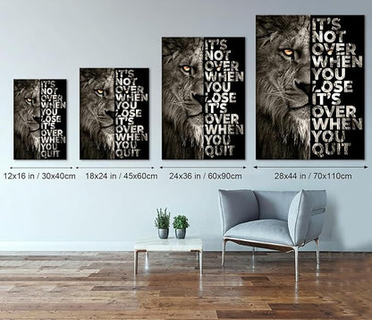 Inspirational Lion Painting Wall Art - Framed Motivatioanl Animal Print Positive Quote Poster Modern Office Artwork for Living Room Study Room Gym Decor-18 x24