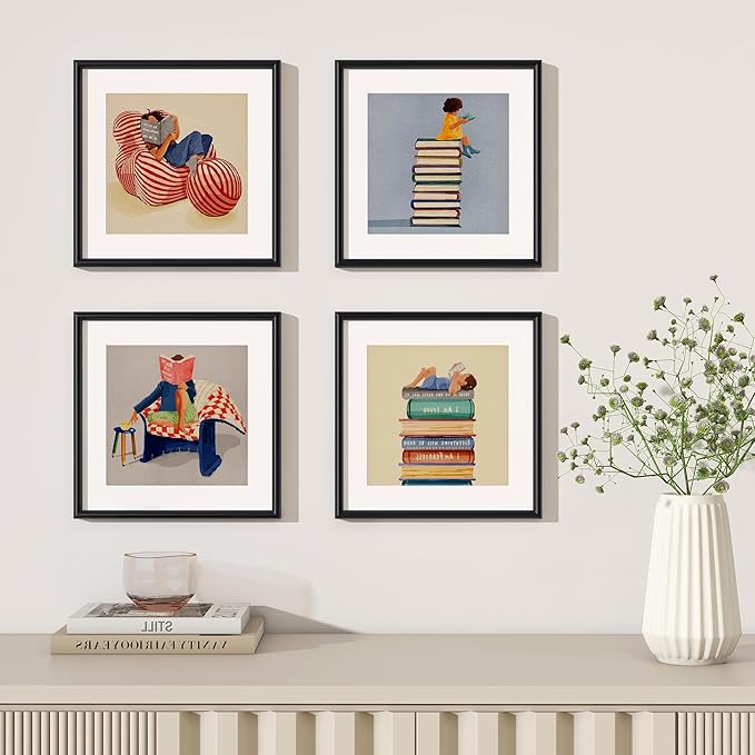 Black Metal Picture Frame 12x12, Square 12 x 12 Picture Frames Set of 3, 12 by 12 Photo Frame Aluminum with Real Glass, Matted to 10x10, Black Wall Gallery Picture Frame 12x12 for Home Decor
