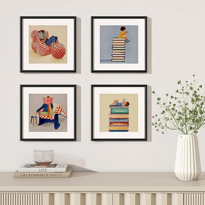 12x12 Black Picture Frame, Metal Photo Frame 12 x 12 for Wall, Square 12 by 12 Frames with Real Glass, 12x12 Frame with Mat for 10x10, Modern Black Picture Frames 12 x 12 for Wall Gallery Set