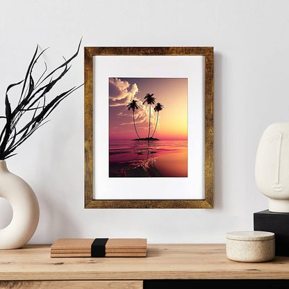 SESEAT 11x14 Frames, Display Pictures 8x10 With mat or 11x14 Prints Without Mat,Wall Mounting,Brown,6PCS