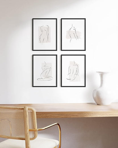HAUS AND HUES 12x16 Black Oak Frame Set of 4 - Rustic Wooden Poster Holders with Basic Design