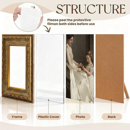 Lineshading 8 Pcs Picture Vintage Gallery Wall Frame Set Antique Resin Picture Frame Collage Including 8x10, 5x7, 4x6 Baroque Victorian for Wall Tabletop Display Ornate Country for Bedroom Living Room