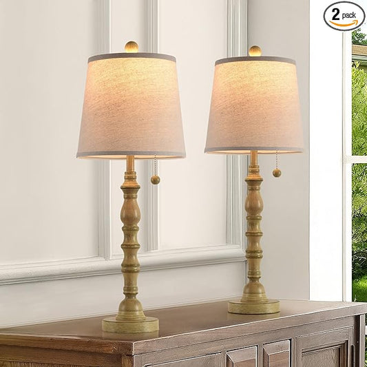 Lamps Set of 2 Modern Farmhouse Table Lamp Bedside Reading Lamps Living Room End Tables Set Lamps for Night Stands Bedroom Night Lamp,High 26.26 Inch,White,Sepia Fabric Lamp Shade,Bulb Not Included