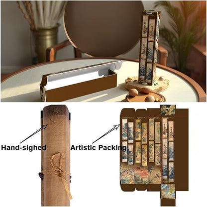 CIFIBIFUN Wall Asia Art Prints Posters Painting Plant Flower Vintage Style,4 Panels Old Paper Scroll, Home Walls Decor (Super Old Aging Paper, B Plants Birds)