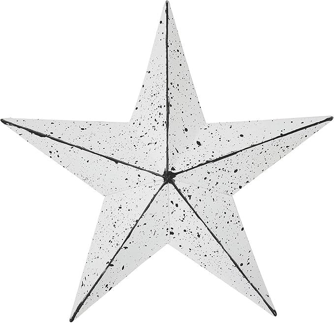 VHC Brands Patriotic Faceted Metal Star White Wall Hanging 8x8, Independence Day Decor, American Star Design, Distressed Appearance Metal Wall Hanging, Star Shape, Country, Matte White