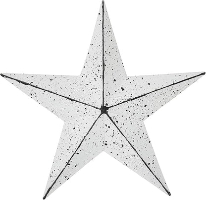 VHC Brands Patriotic Faceted Metal Star White Wall Hanging 8x8, Independence Day Decor, American Star Design, Distressed Appearance Metal Wall Hanging, Star Shape, Country, Matte White