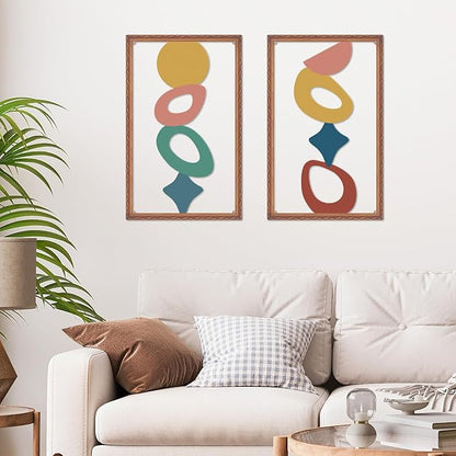 ruelen Abstract Metal Irregular Wall Art - Modern 2D Black Geometric Metal Wall Decor for Living Room - Luxury Wall Sculpture - Colorful Minimalist Home Decor (Metallic wood grain effect)