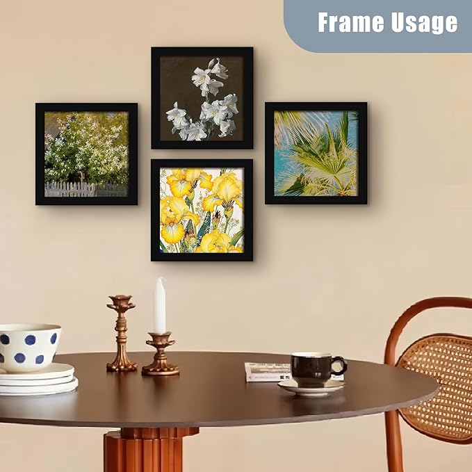 SESEAT 8x8 Picture Frame Set of 10, Display Pictures 8x8 Prints Without Mat, Tabletop or Wall Mounting, Black