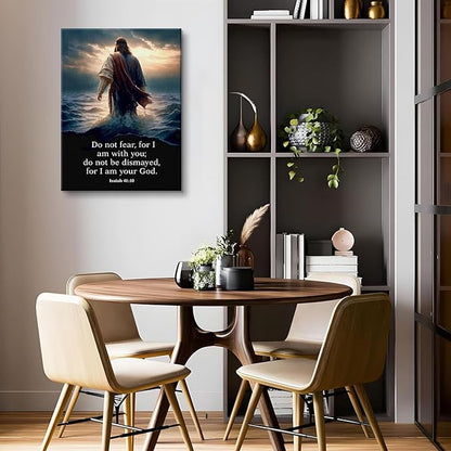 Jesus Walking on Water Canvas Wall Art Christian Inspirational Painting Picture Wall Decor Do Not Fear for I Am with You Bible Poster Print for Church Living Room Prayer Room Home Decor24x36 in canvas