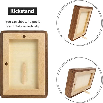 FLECHAZO 5x5 Picture Frame, Natural Walnut Wood 5x5 Frame with Mat for Pictures 3.5x3.5, Square Wall Gallery Photo Frame for Wall Mounting and Tabletop Display