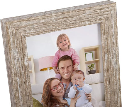Giftgarden 12 Pack 3.5x5 Picture Frame Distressed White Beige, Rustic 3.5 by 5 Photo Frames Bulk for Desktop Display or Wall Mount