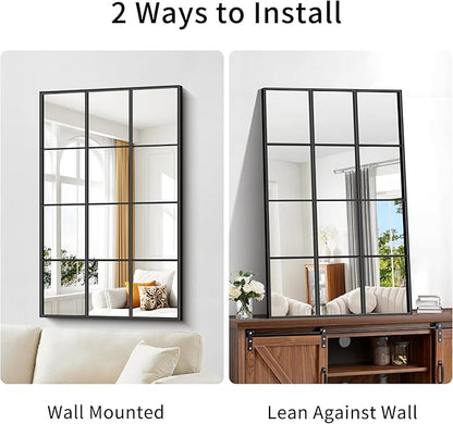 Rectangle Mirror, 30" x 48", Wall Mounted, Black Aluminum Framed, Modern Style for Bedroom, Living Room, Bathroom