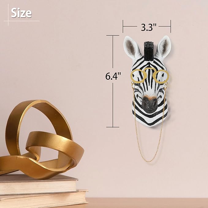UITWMKTG Simulated Animal Head Wall Decor Colored Animal Sculptures Wall Mount 3D Wall Art Decoration for Home Bedroom Living Room Decor Zebra