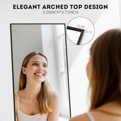 Simple Deluxe Full Length Mirror, 64"×21" Large Floor Mirrors, for Wall Door Bedroom Bathroom Living Room (Black)
