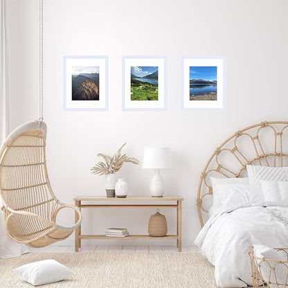 10x14 Picture Frame Set of 12 for 30 x 40 cm Diamond Art Painting, Display 8.5x11 with Mat or 10x14 without Mat, Wood 10 by 14 Wall Gallery Poster Photo Frames Bulk with 8.5x11 Mat,12 Pack, White