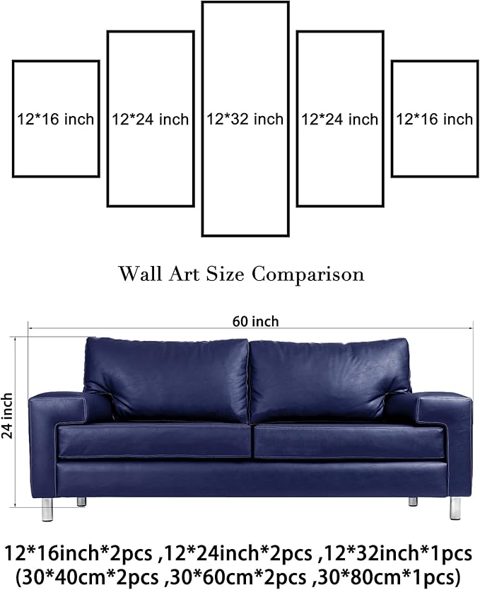 Wieco Art Peaceful Waterfall 5 Panels Large Canvas Paintings Wall Art Modern Gallery Wrapped Landscape Forest Giclee Canvas Print Artwork Photo Pictures for Living Room Bedroom Home Decorations L