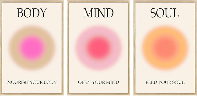 Mind Body Soul Print Positive Aura Posters For Room Aesthetic, Colorful Aura Poster Energy Wall Art Minimalist Print Aesthetic Wall Decor Posters for Bedroom Energy Spiritual 11x17 LAMINATED, No Frame
