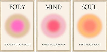 Mind Body Soul Print Positive Aura Posters For Room Aesthetic, Colorful Aura Poster Energy Wall Art Minimalist Print Aesthetic Wall Decor Posters for Bedroom Energy Spiritual 11x17 LAMINATED, No Frame