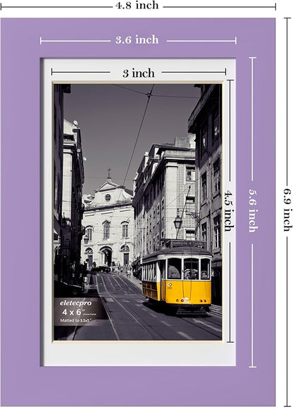 eletecpro 4x6 Picture Frames Set of 10, Picture Frame Collage Wall Decor Display 3.5x5 Photo with Mat or 4x6 without Mat, Home Decor Gallery Frame for Table Top or Wall Mounting, Purple