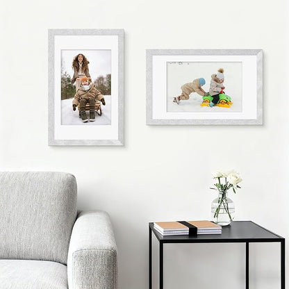 Picrit 11x17 Picture Frame Set of 12, Display 8x12 with Mat or 11x17 without Mat, Photo Frames for Wall Mounting Display, Silver