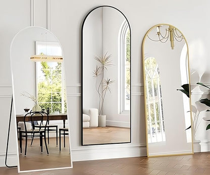 Rowjut Floor Mirror Arched Full Length Mirrors, Mirror Full Length Standing Hanging or Leaning Against Wall, 59"x18" Large Full Body and Wall Mounted Mirror for Bedroom Living Room, Gold
