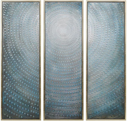Empire Art Direct Abstract Wall Art Textured Hand Painted Canvas by Martin Edwards, Triptych, 60" x 20" each, Concentric