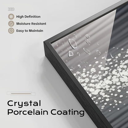 Large Framed Long Narrow Vertical Abstract Wall Art Set of 2, Premium Crystal Porcelain Canvas Prints, Black White Gold Modern Design - Perfect for Entryway, Hallway, Living Room, Bedroom - 63x10 inch