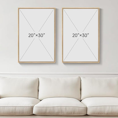 Large Framed Neutral Abstract Wall Art, 2 Piece Beige and Navy Blue Modern Minimalist Canvas Prints Paintings Artwork for Walls, Colorful Pictures for Living Room Dining Bedroom Wall Decor 20x30 In