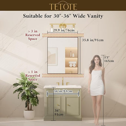 TETOTE Black Mirror for Bathroom 30" x 36" Matte Black Frame Bathroom Vanity Mirror for Over Sink, Tempered Glass, Modern Farmhouse Rectangle Wall Mirrors for Living Room, Bedroom, Entryway