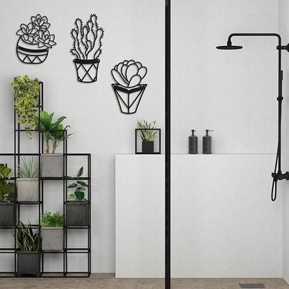 OYEFLY Cactus Metal Wall Art,Modern Metal Wall Decors Plant (3 Pcs)