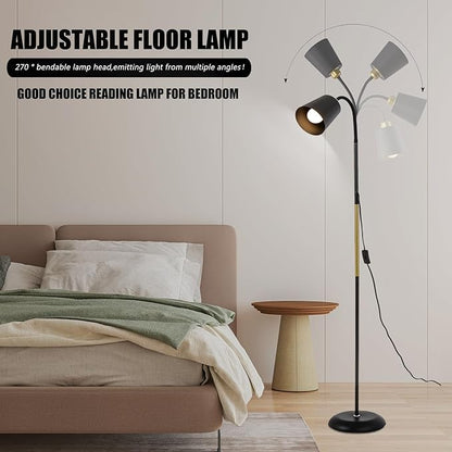Short Floor Lamp, Reading Lamps Floor Standing with Adjustable Bendable, 2 in 1 Reading Table Lamps for Living Room Bedroom Office, 12W Bulb Included (Black)