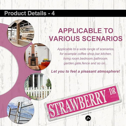 Strawberry Decor Sign Funny Strawberry Themed Gifts Party Decorations Novelty Aluminum Metal Signs Vintage 4x16 Inch Fruit Wall Art for Home Kitchen Room Office Cabin Garden Man Cave Bar Café