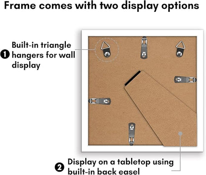 Americanflat 8x8 Picture Frame with Polished Plexiglass - Set of 5 - Use as 5x5 Frame with Mat or Display 8x8 Photo Without Mat - Galleria Collection - Square Frames for Tabletop and Wall - White