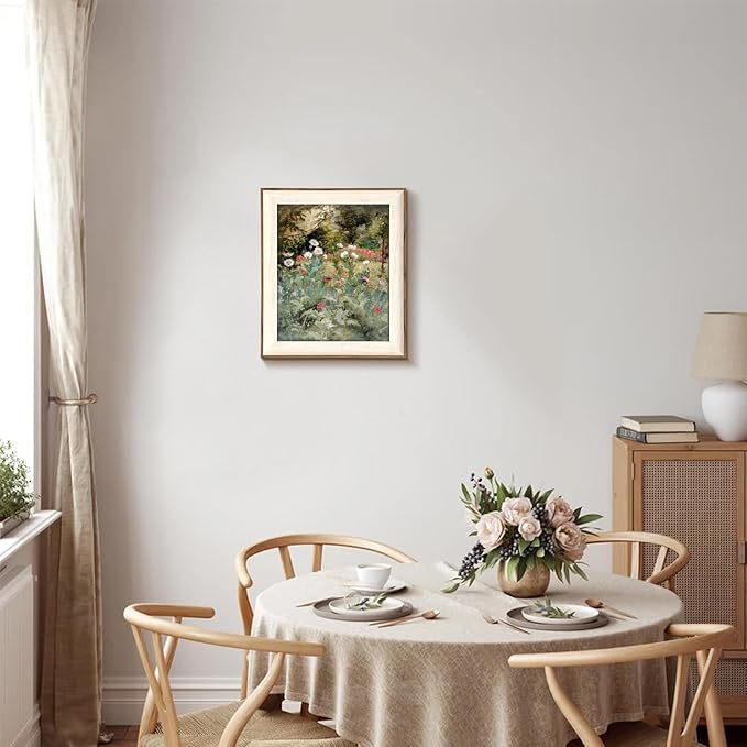 Framed Vintage Wall Art Decor, Canvas Wall Art Room Decor Vintage Still Life Flower Art Prints, Farmhouse Wall Decor Poppy Canvas Oil Painting, Rustic Botanical Floral Wall Decor Pictures, Landscpae Prints - 10x12Inch