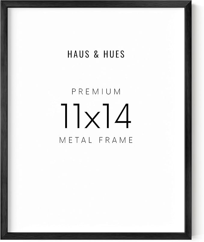 HAUS AND HUES 11x14 Black Metal Picture Frame - Features Premium Aluminum & Hanging Hardware, Shatterproof Plexiglass - Ideal for Home, Room, Office (11x14 in, Black, Set of 1)