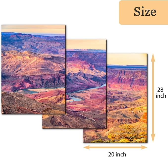 Pacimo Framed Canvas Print Wall Art Grand Canyon National Park Pictures Painting Prints on Canvas Nature Wilderness Landscape Wall Decor for Living Room Bedroom Office Ready to Hang - 20"x28"x3