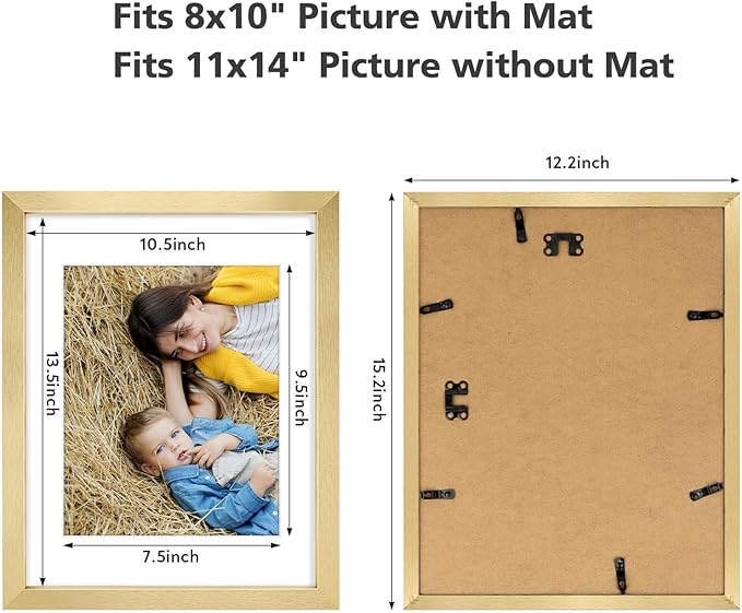 Golden State Art, 11x14 Picture Frame Set of 6 - Matted to 8x10 Photo - Engineered Wood Gallery Frame Set - Wall Mounting (Gold, 6 Pack)